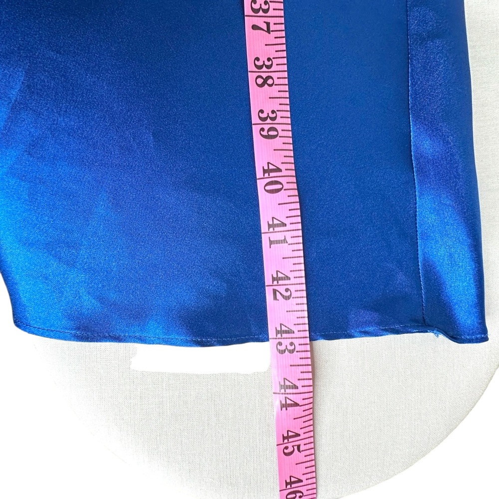 VTG INNER MOST Royal Blue Maxi Satin Retro Sexy Lace Slip Vintage Dress Lingerie - Picture 11 of 12